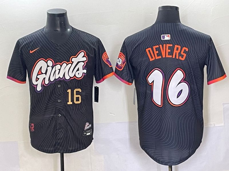 Men 2025 San Francisco Giants #16 Devers Black Joint Name Nike MLB Jersey style 4->san francisco giants->MLB Jersey